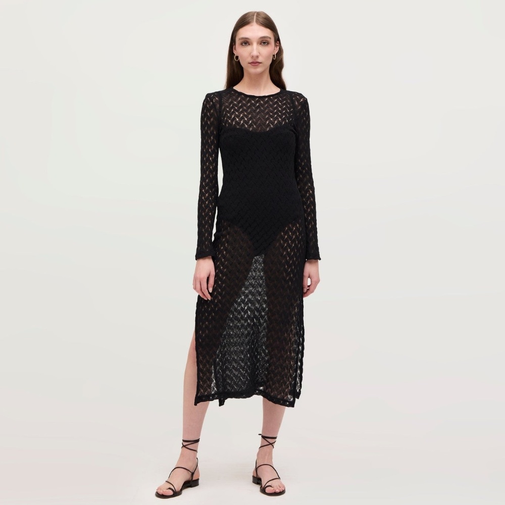 Hill House Home Enzo Dress Black Raschel Knit Coverup NWT - Picture 6 of 9
